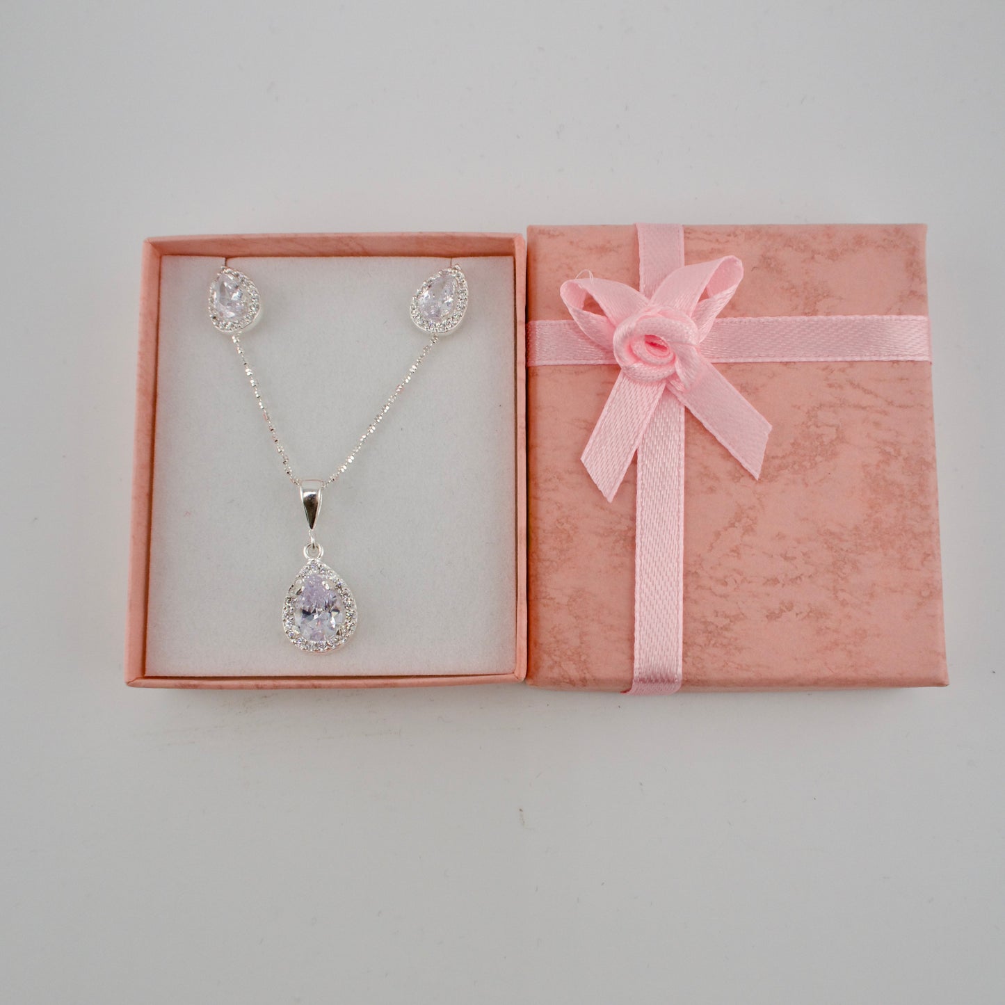 Sterling Silver Teardrop Necklace & Earrings Gift Set