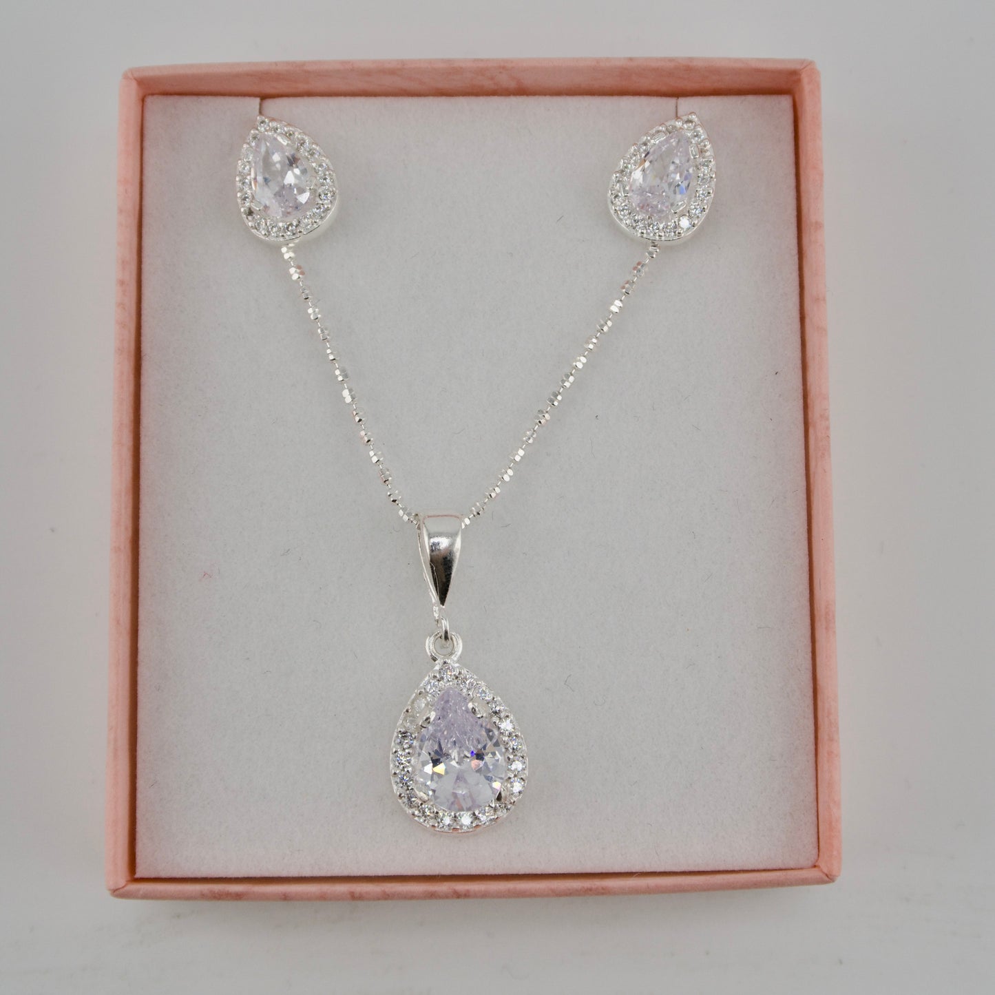 Sterling Silver Teardrop Necklace & Earrings Gift Set