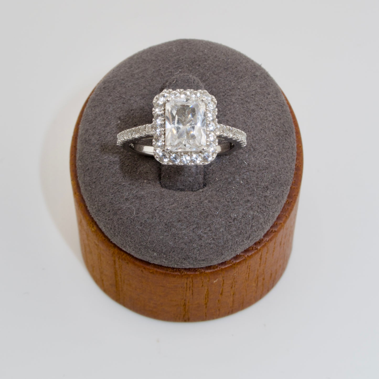 Sterling Silver Rectangle Zirconia Woman Ring