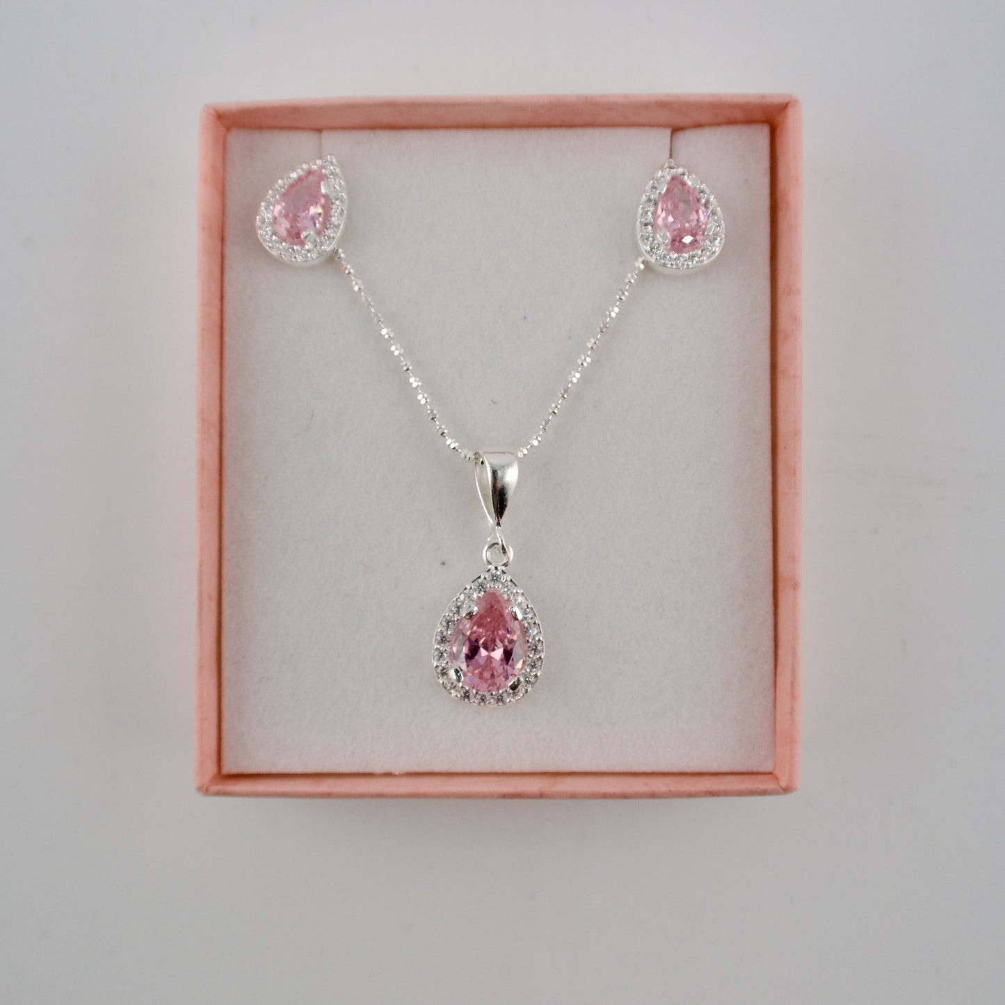 Sterling Silver Teardrop Necklace & Earrings Gift Set