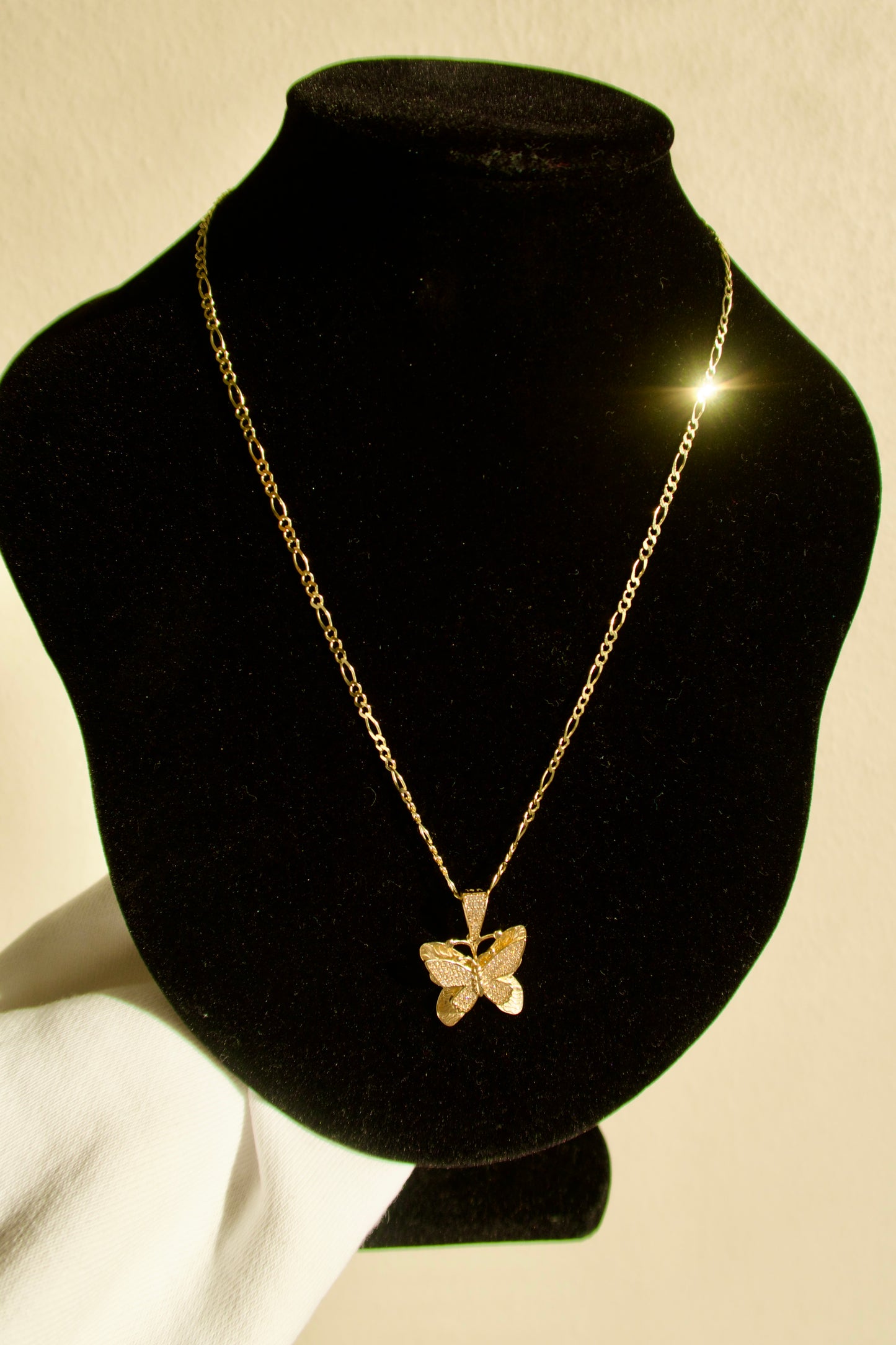 14K Gold Figaro Woman's Butterfly Necklace