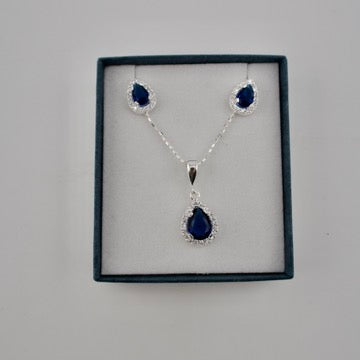 Sterling Silver Teardrop Necklace & Earrings Gift Set
