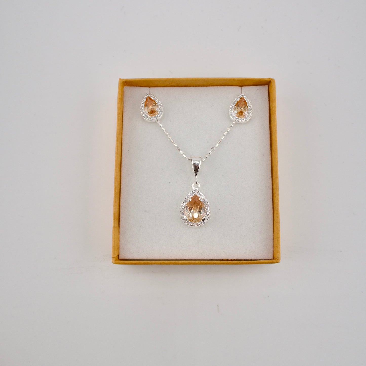 Sterling Silver Teardrop Necklace & Earrings Gift Set