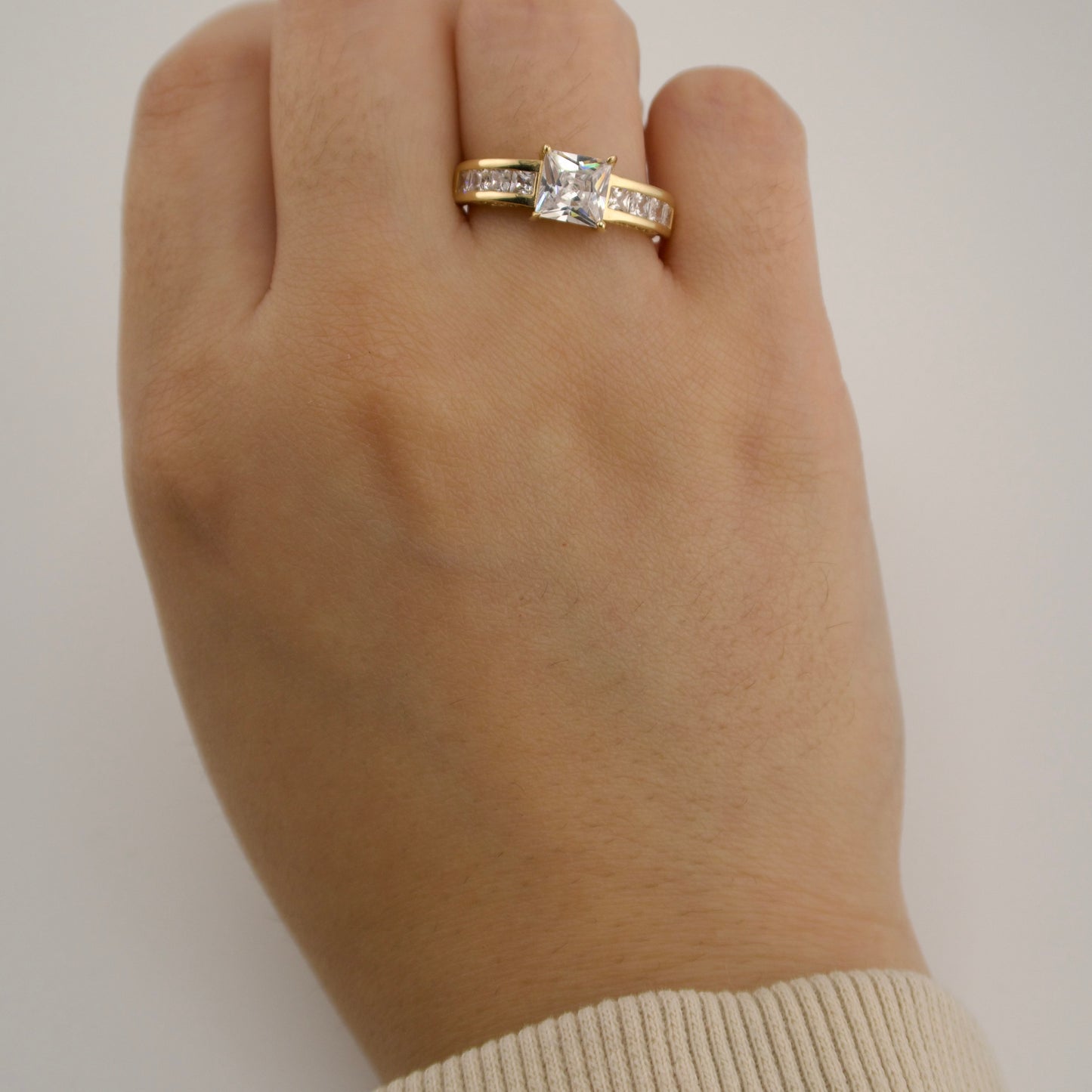 14K Gold Square Engagement Ring