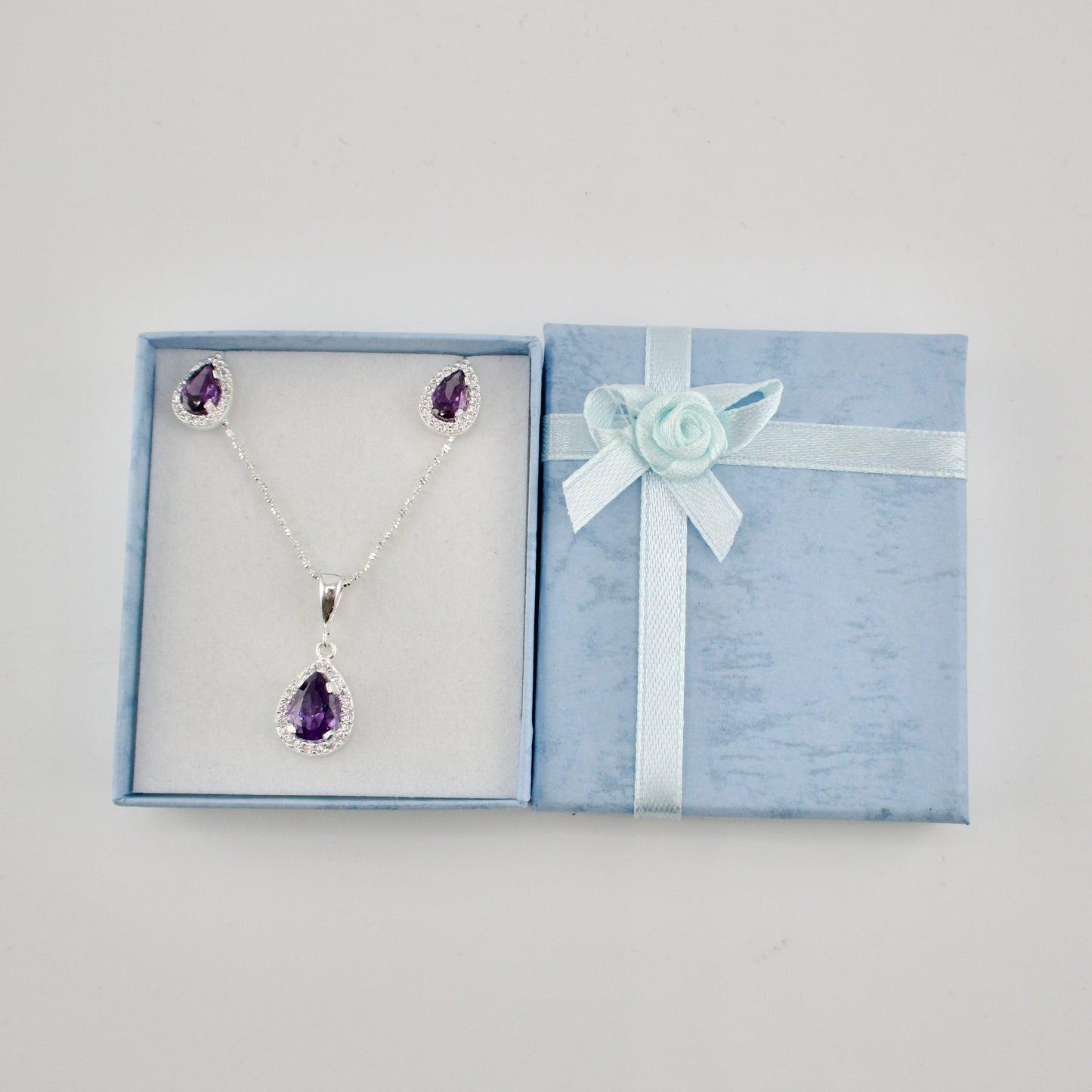 Sterling Silver Teardrop Necklace & Earrings Gift Set