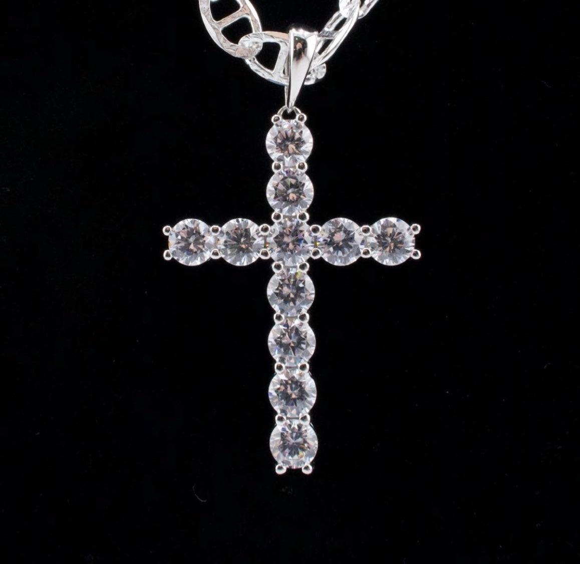 zirconia stones cross pendant