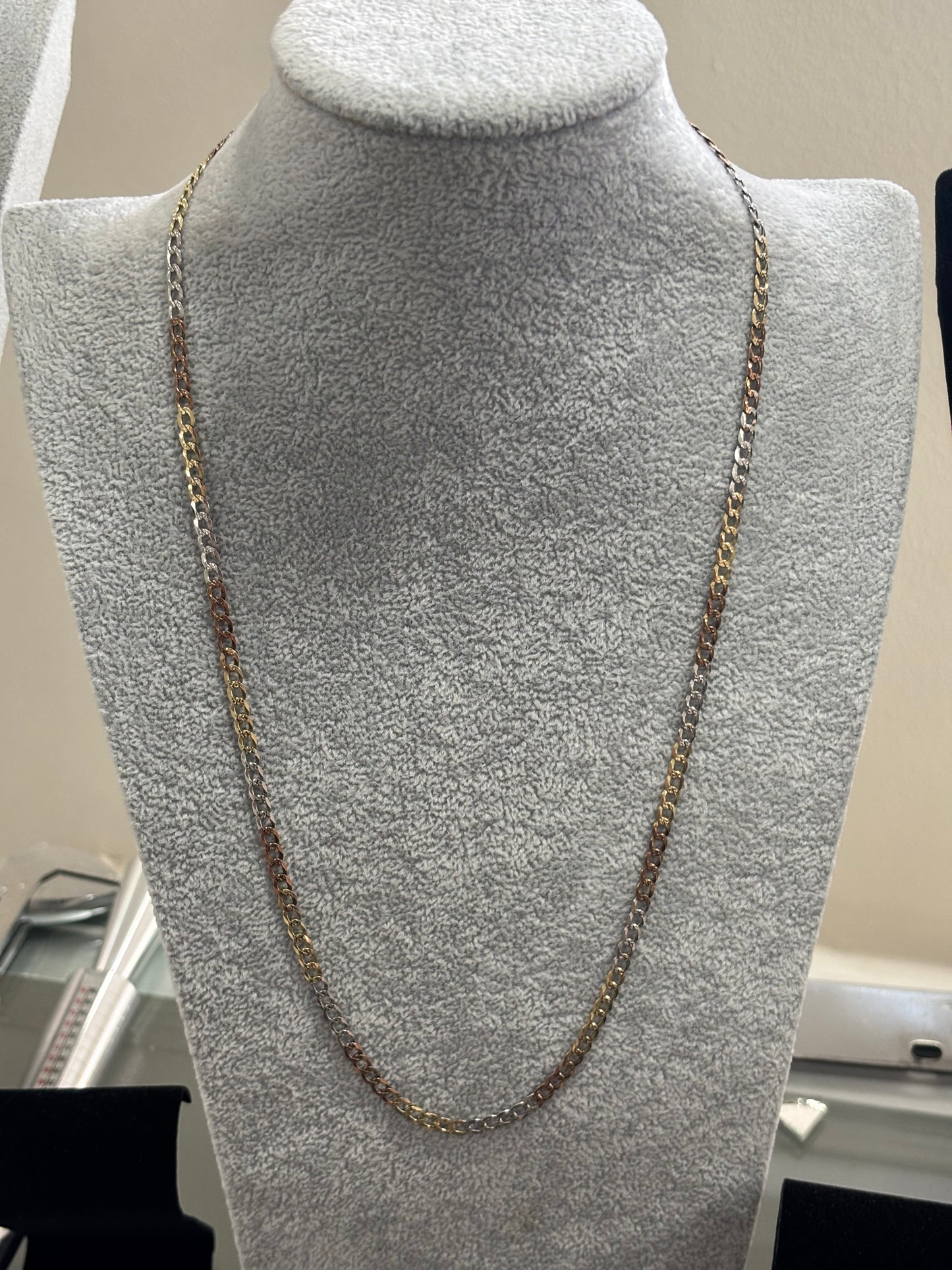 tri color 14k chain