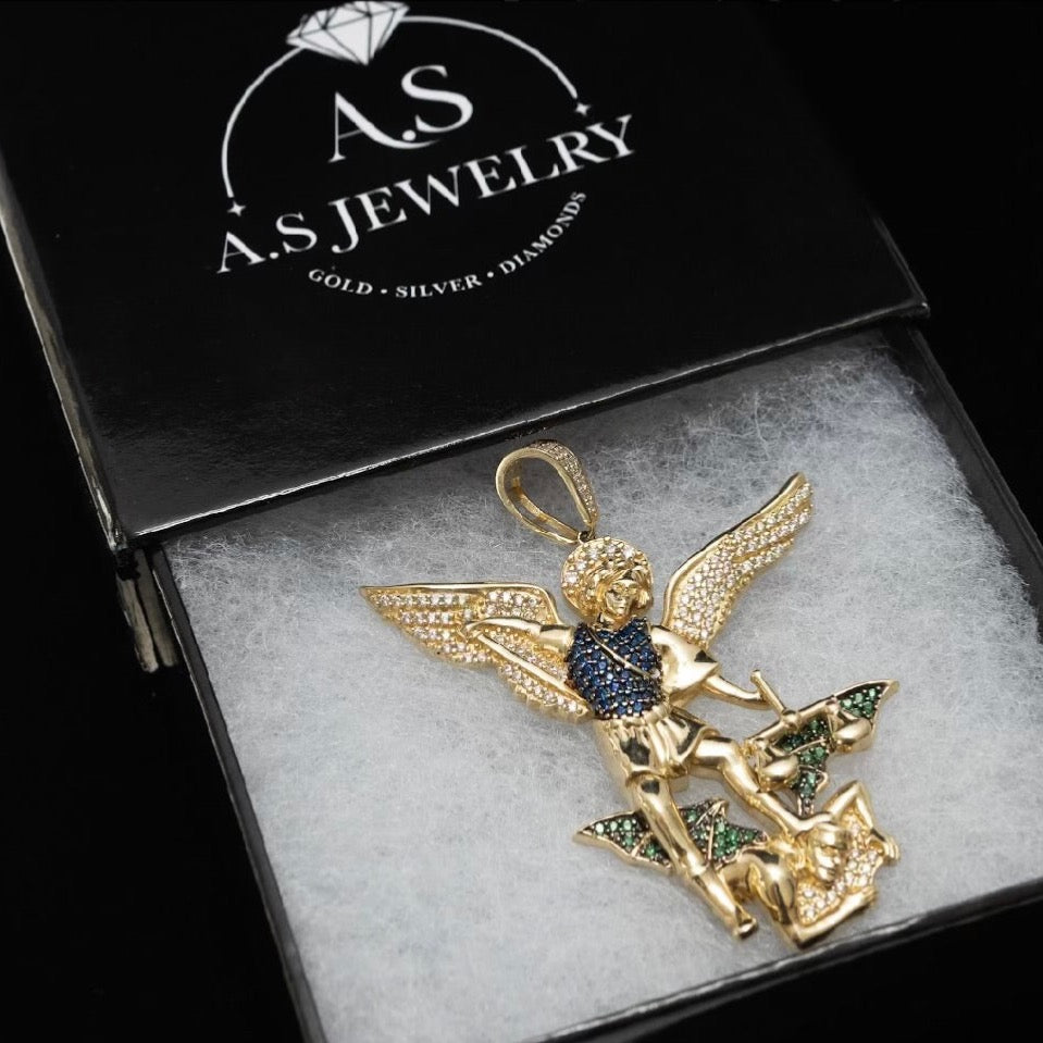 10K Gold St Michael The Archangel Pendant