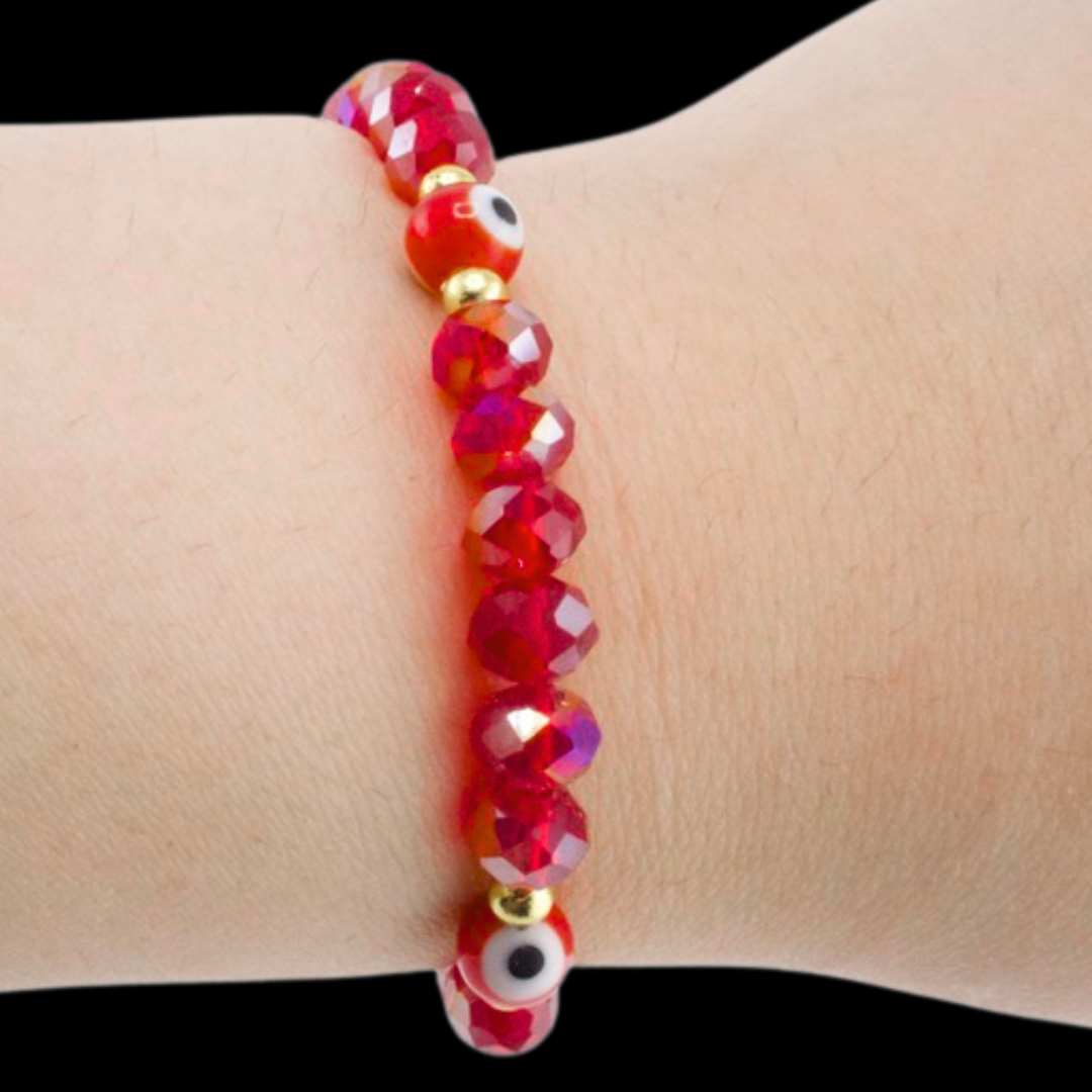 Red Holographic Evil Eye Adjustable Bracelet