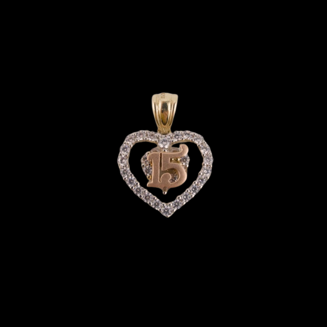 14k Gold Fifteen Pendant
