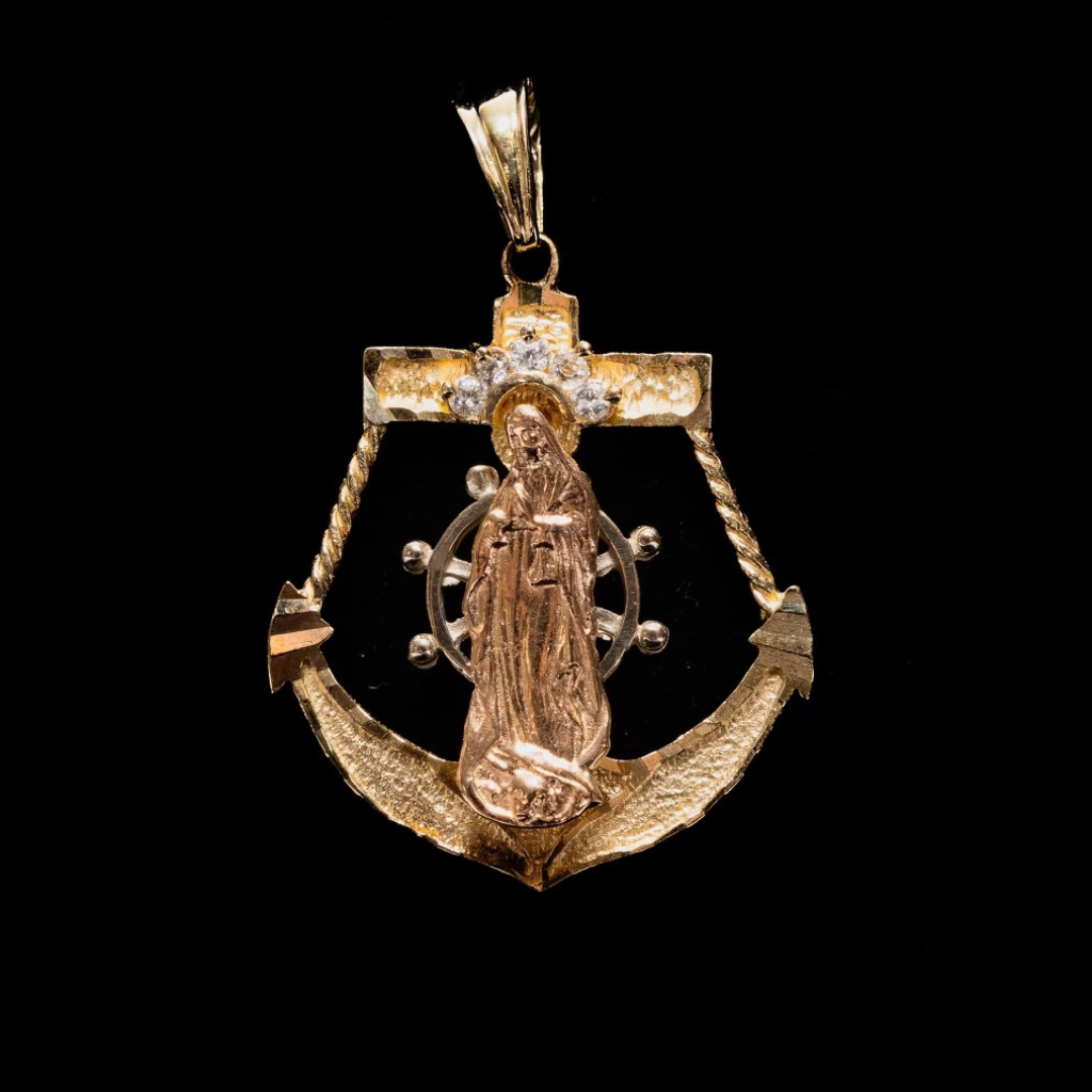 14K Gold Virgin Mary Pendant
