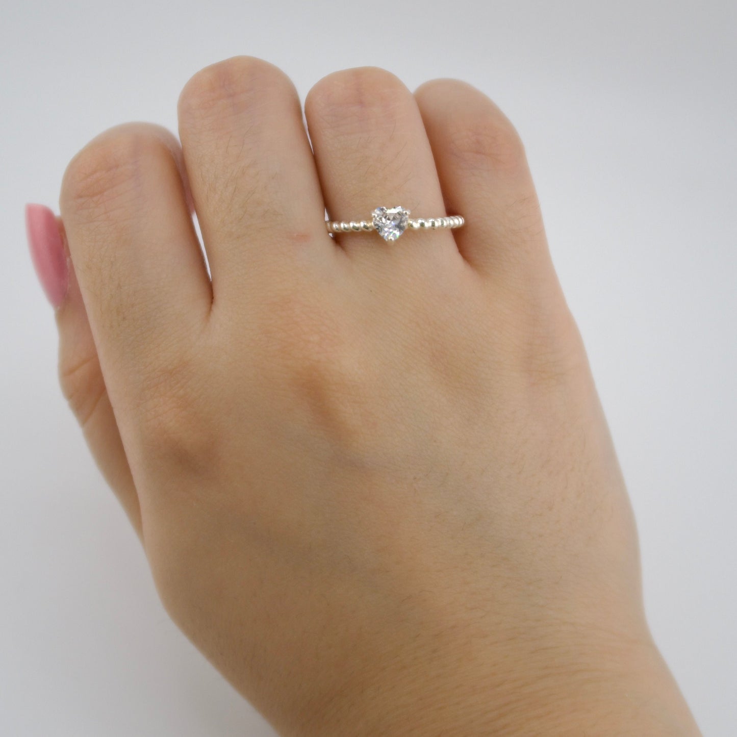 Sterling Silver Mini Heart & Infinity Beads Woman Ring