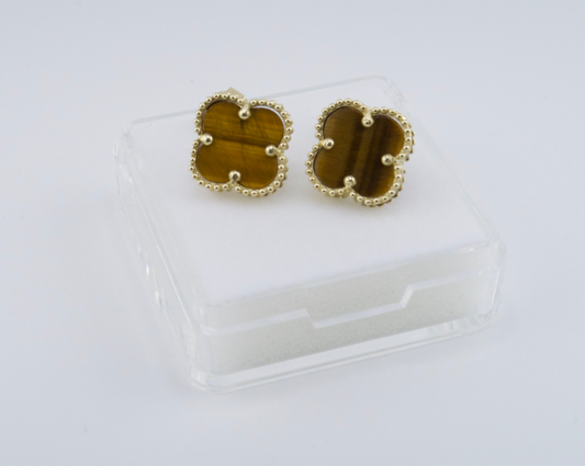 14K Gold Charm Brown Earrings