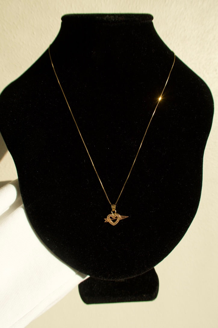 14k Gold Solid Woman's Cupid Heart Necklace