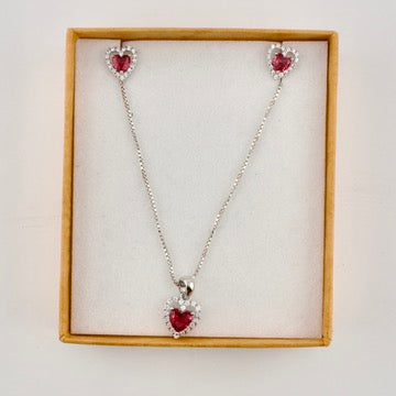 Sterling Silver Red Heart Necklace Gift