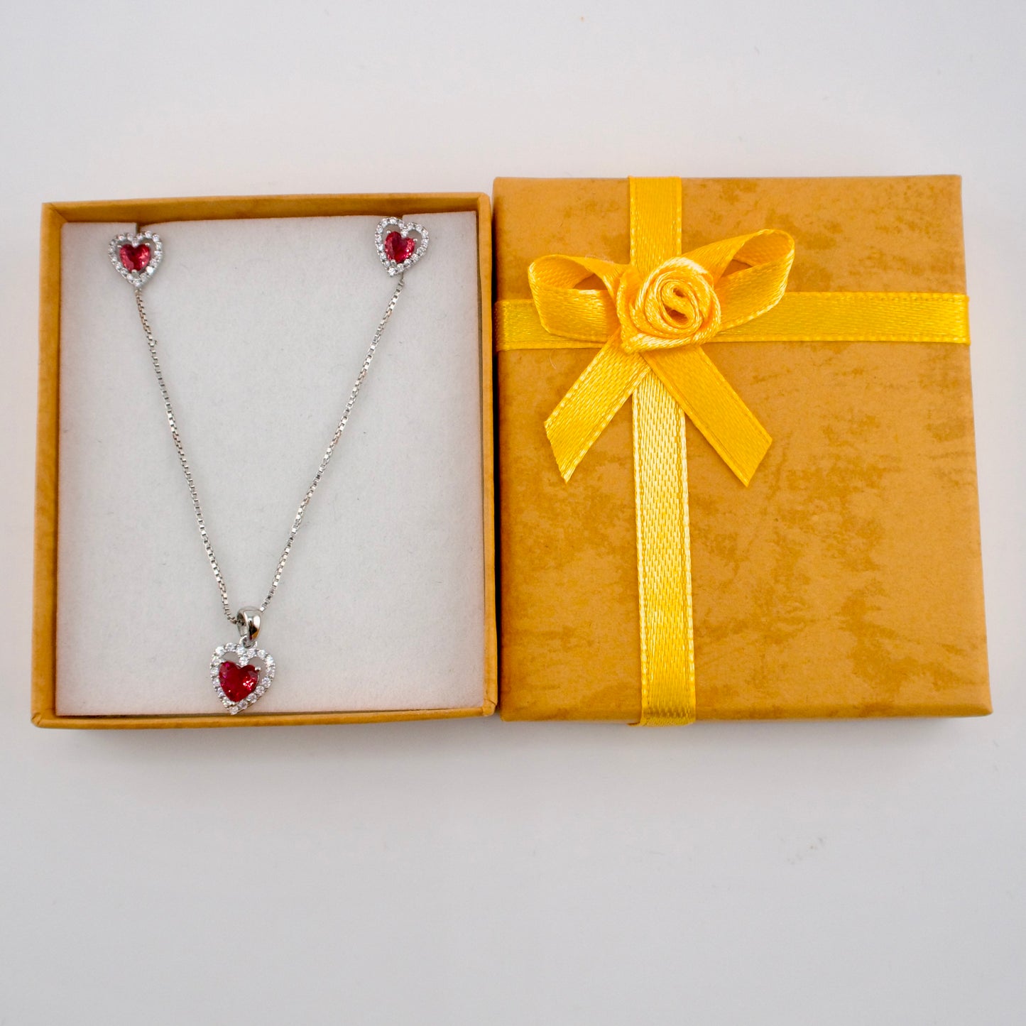 Sterling Silver Red Heart Necklace Gift