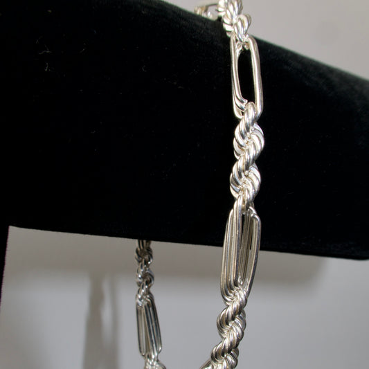 Sterling Silver Twisted Figaro Bracelet