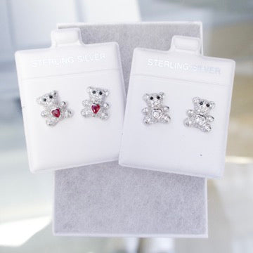 Sterling Silver Teddy Bear Earrings