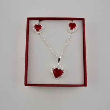 Sterling Silver Red Heart Necklace Gift