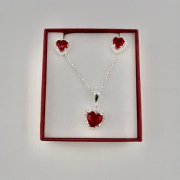 Sterling Silver Red Heart Necklace Gift