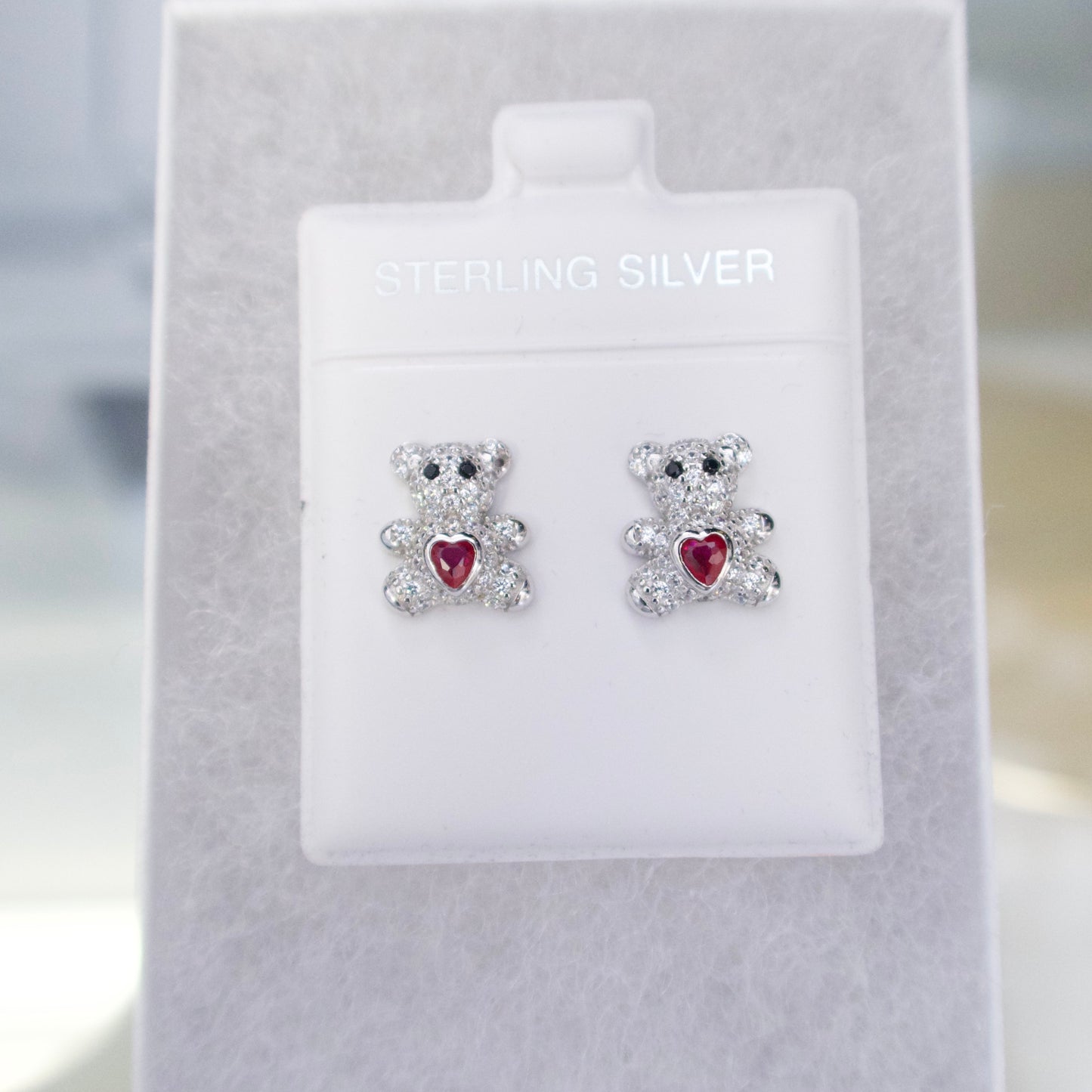 Sterling Silver Teddy Bear Earrings