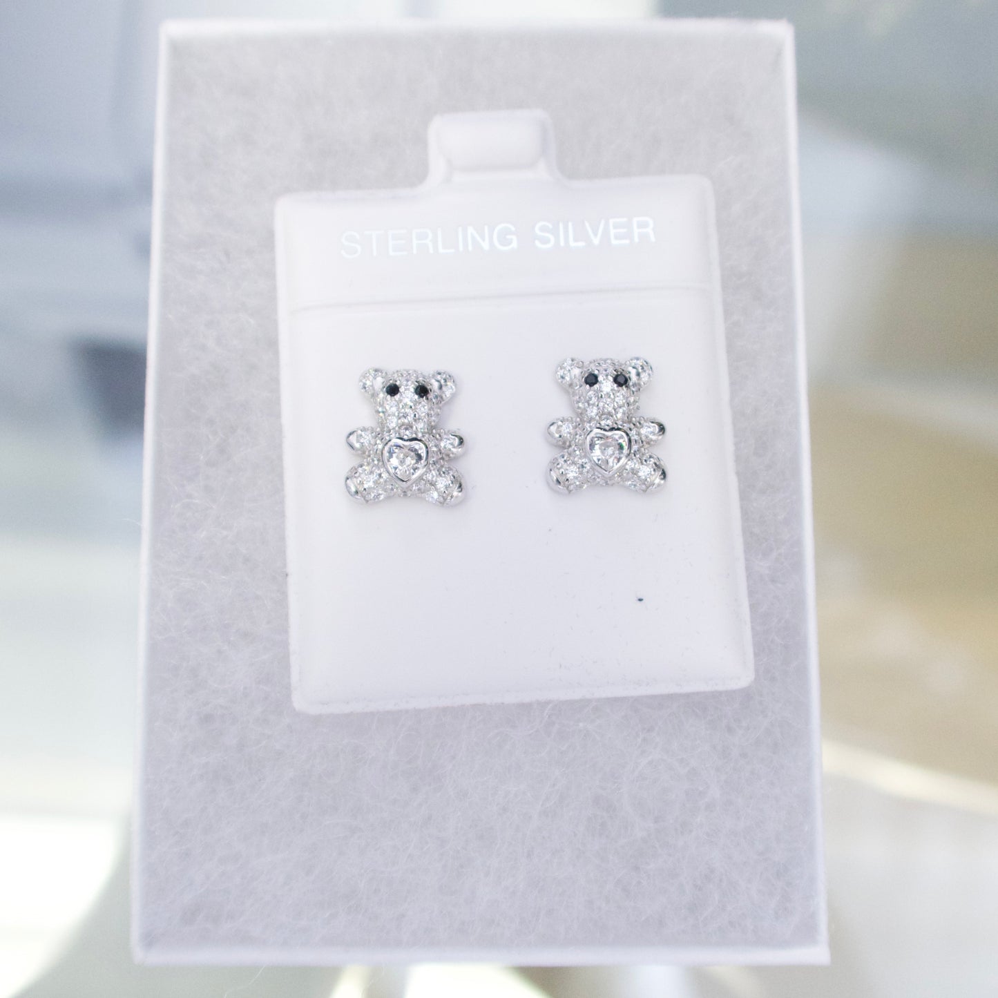 Sterling Silver Teddy Bear Earrings