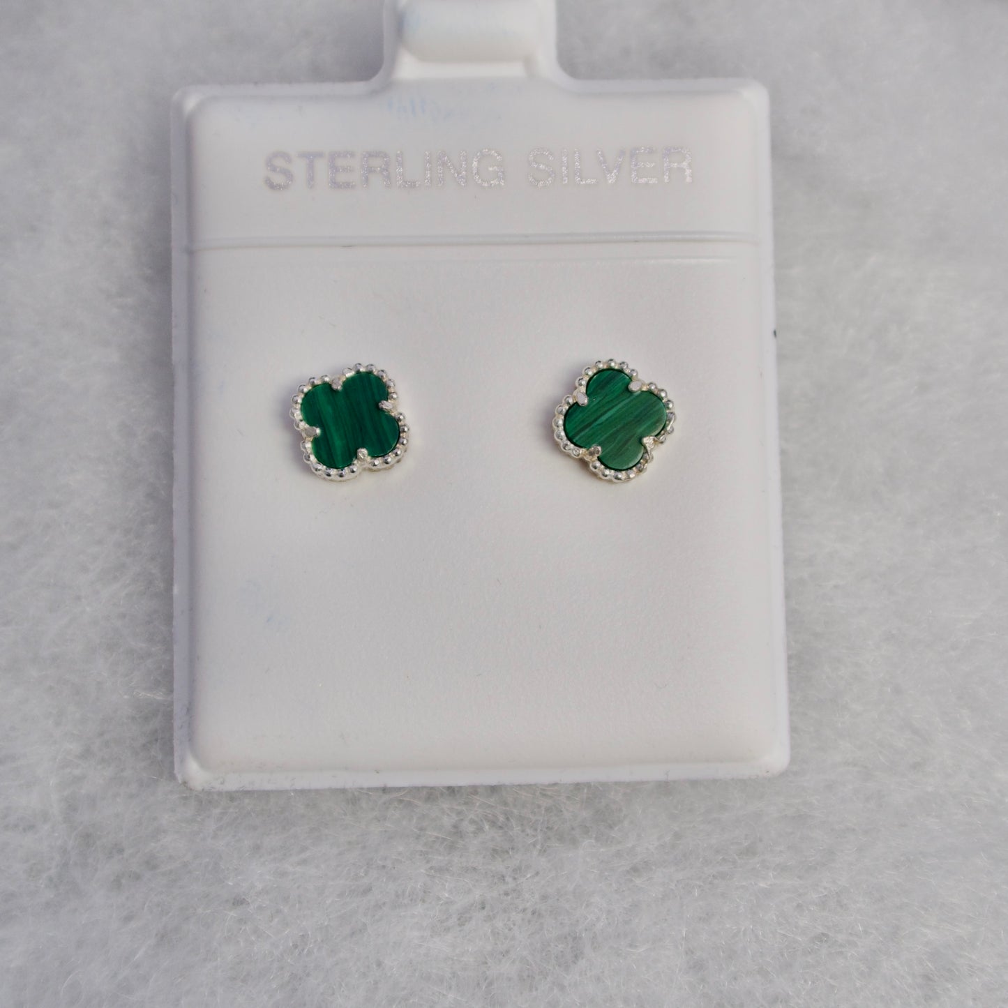 Sterling Silver Green Clover Earrings