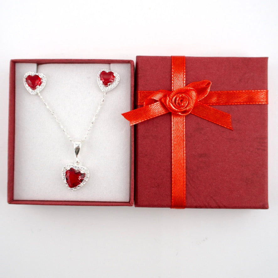 Sterling Silver Red Heart Necklace Gift