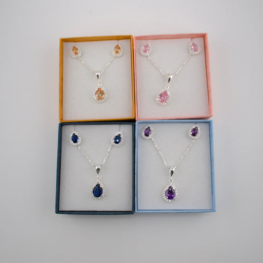 Sterling Silver Teardrop Necklace & Earrings Gift Set