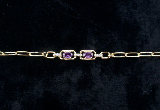 Purple stone chain bracelet