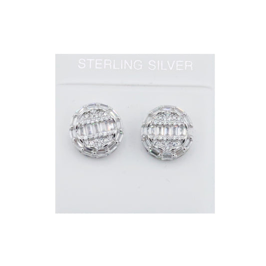 Silver Round Stud Earrings