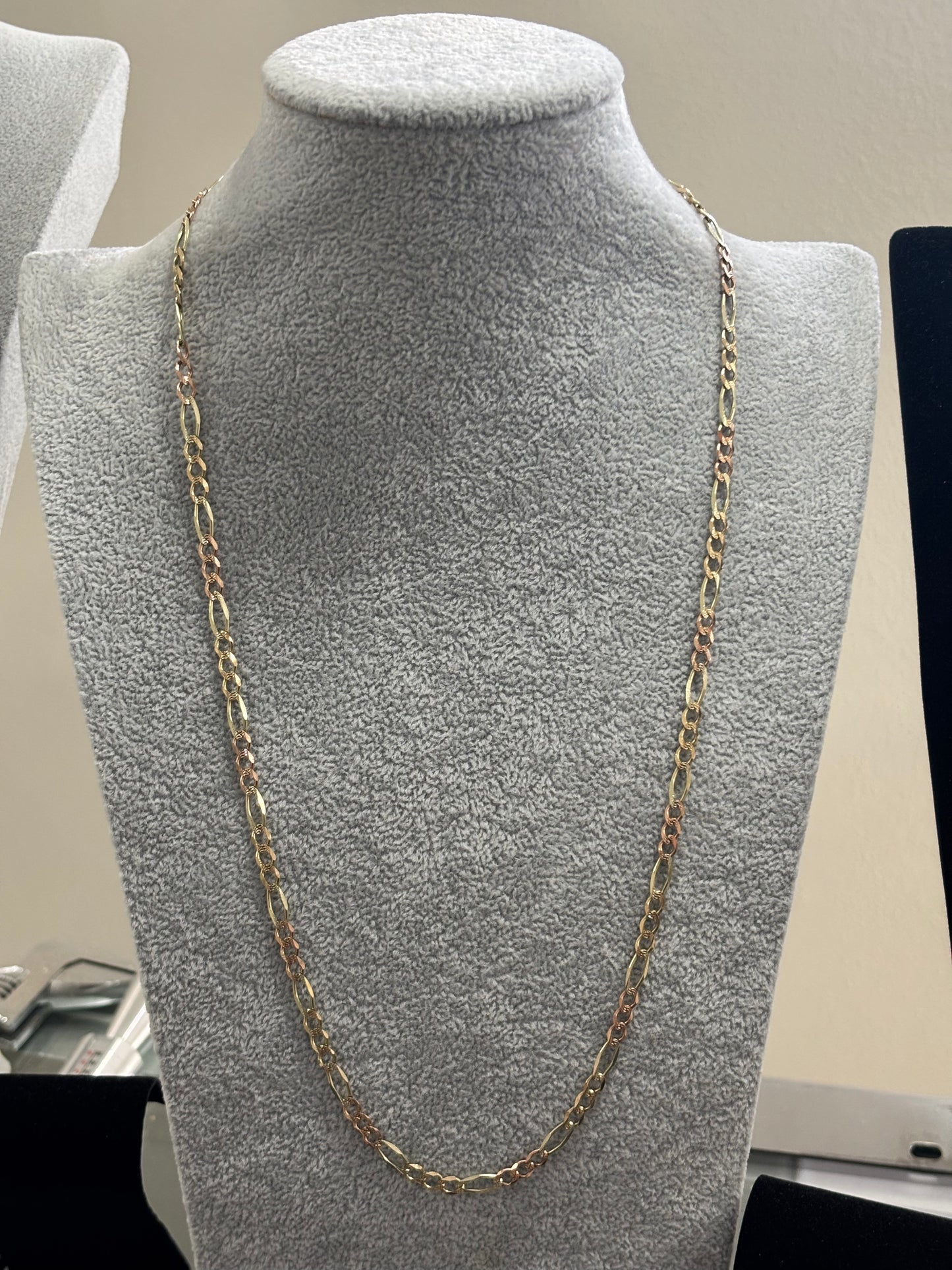 tri color 14k gold chain