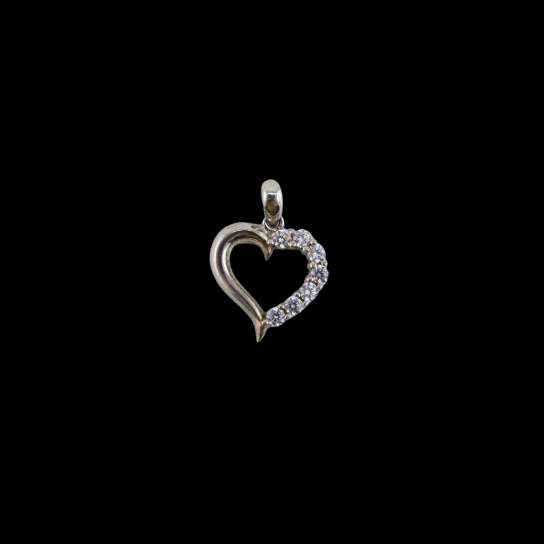 Sterling Silver Heart With Stones Pendant