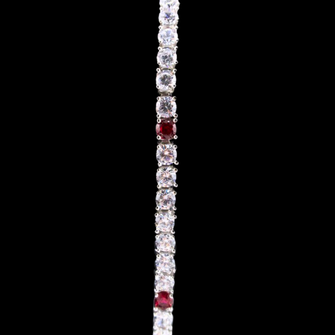 Sterling Silver Ruby & White Bracelet